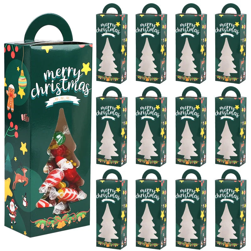 Boîtes Cadeaux Sapin de Noël avec Fenêtre – Lot de 6 ou 12 Emballages Festifs