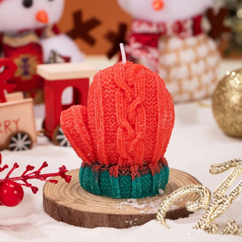 Bougie Parfumée Gants de Noël – Bougie Artisanale Café au Lait en Cire Naturelle, Cadeau & Décoration Festive