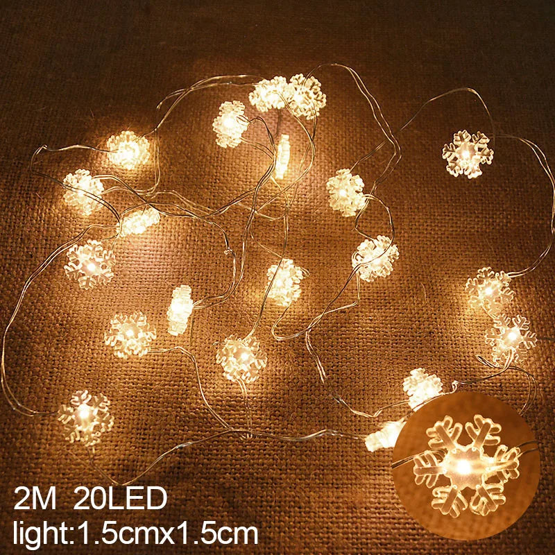 Guirlande Lumineuse LED 2M 20LED Flocon de Neige & Père Noël – Décoration de Noël