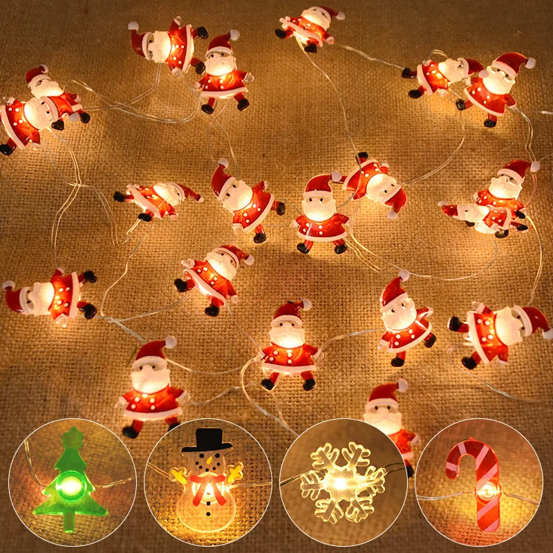 Guirlande Lumineuse LED 2M 20LED Flocon de Neige & Père Noël – Décoration de Noël