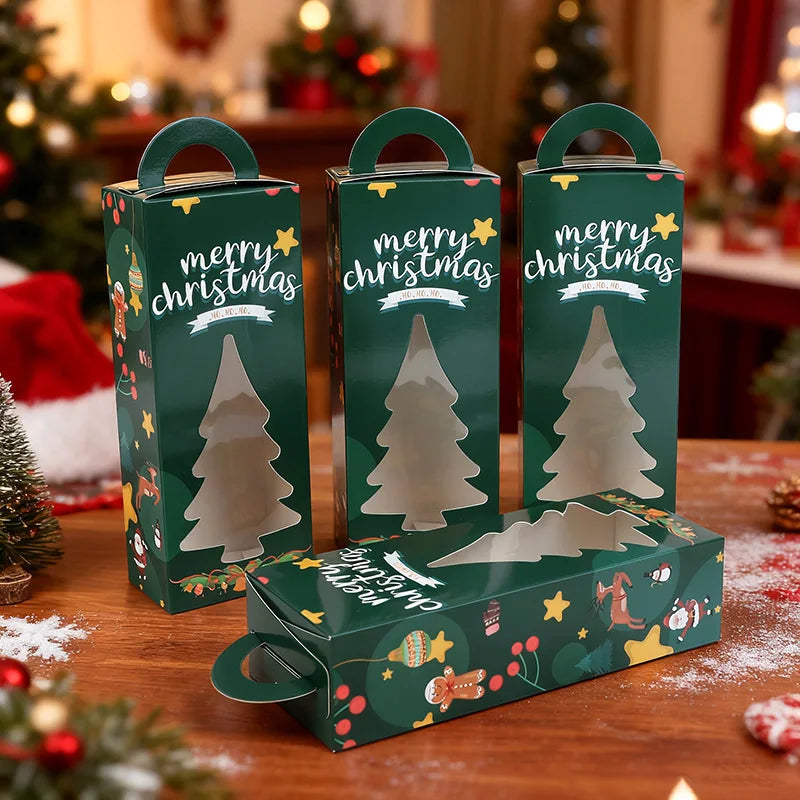 Boîtes Cadeaux Sapin de Noël avec Fenêtre – Lot de 6 ou 12 Emballages Festifs