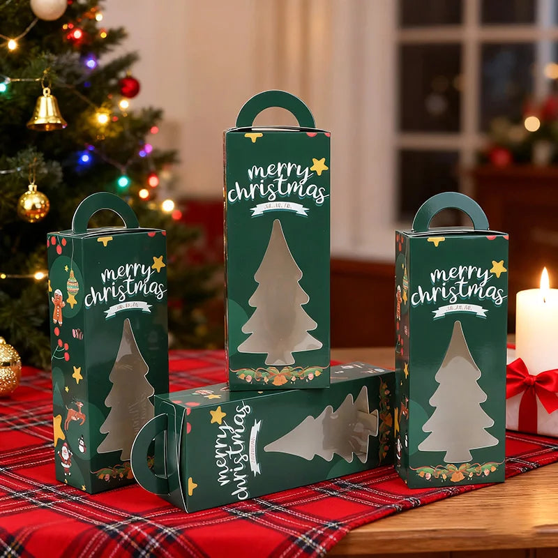 Boîtes Cadeaux Sapin de Noël avec Fenêtre – Lot de 6 ou 12 Emballages Festifs